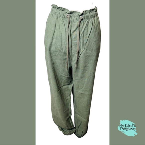 Sage Green Relaxed Fit Trousers with Adjustable Waist Size 2X - Picture 1 of 10
